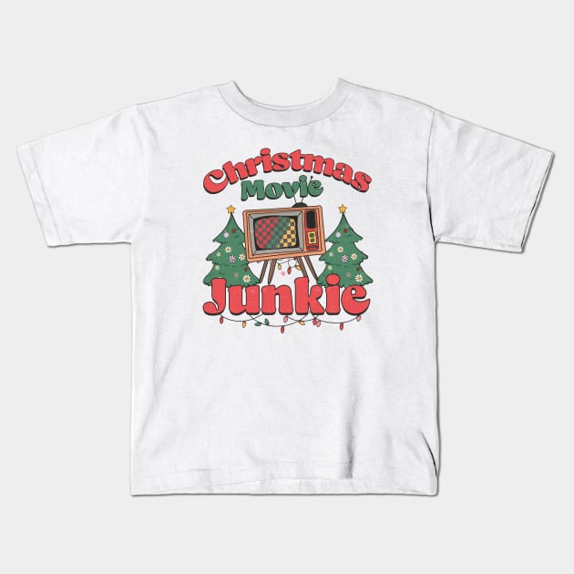 Christmas Movie Junkie, Retro Christmas, Popular Christmas Kids T-Shirt by Pop Cult Store